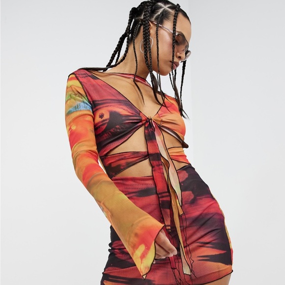 Jaded London abstract print tie from mesh dress - Picture 2 of 2